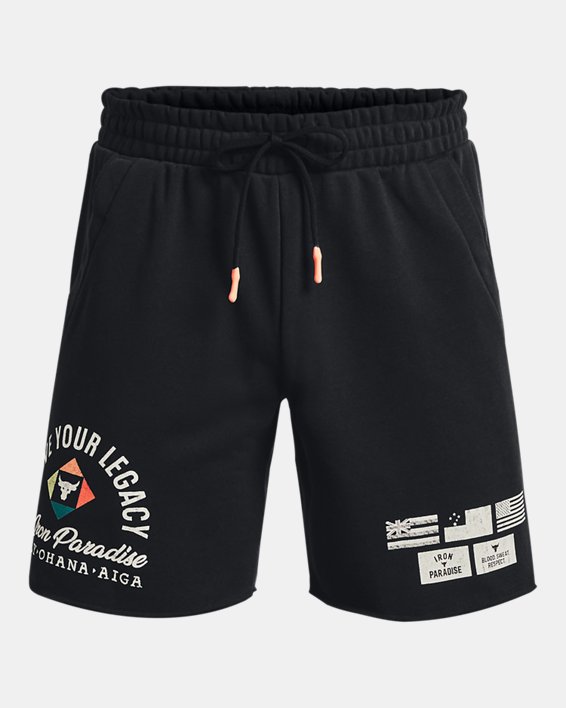 Men's Project Rock Heavyweight Terry Shorts in Black image number 7